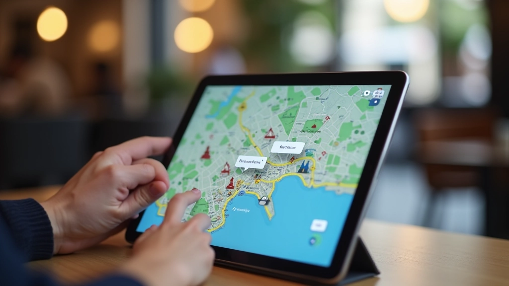 Mapa interactivo de Barcelona con puntos de interés marcados y descripción de chatbot superpuesta